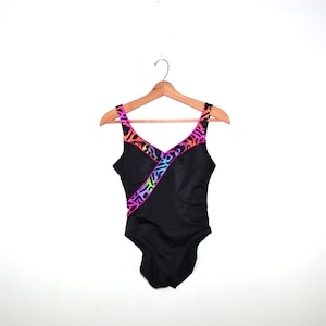 Black Swimsuit Black Bathing Suit One Piece Swimsuit 90s Swimsuit Vintage Bathing Suit Size 12