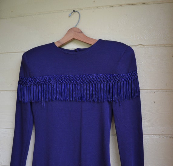 Vintage Purple Fringe Dress 1980's Bandage Dress … - image 3