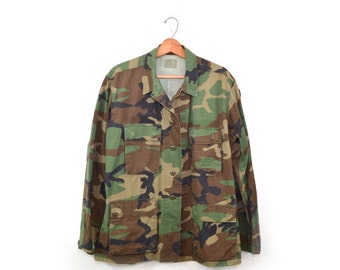 Woodland Camo Jacket Camo Shirt Army Jacket Army Shirt Camouflage Jacket Shirt Military Jacket Size Small