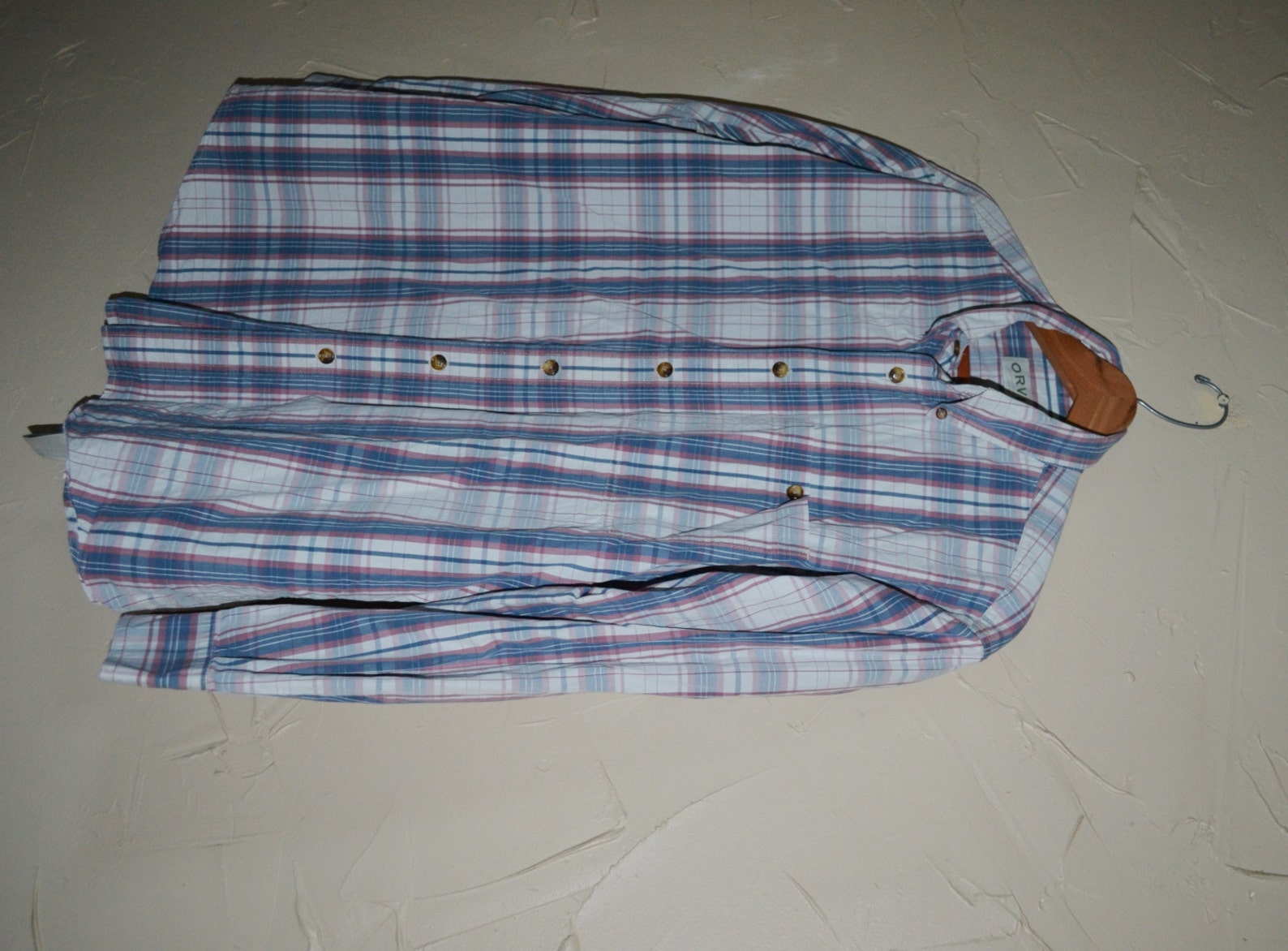 Vintage Plaid Shirt Pastel Dress Shirt 80's Preppy Shirt Button up