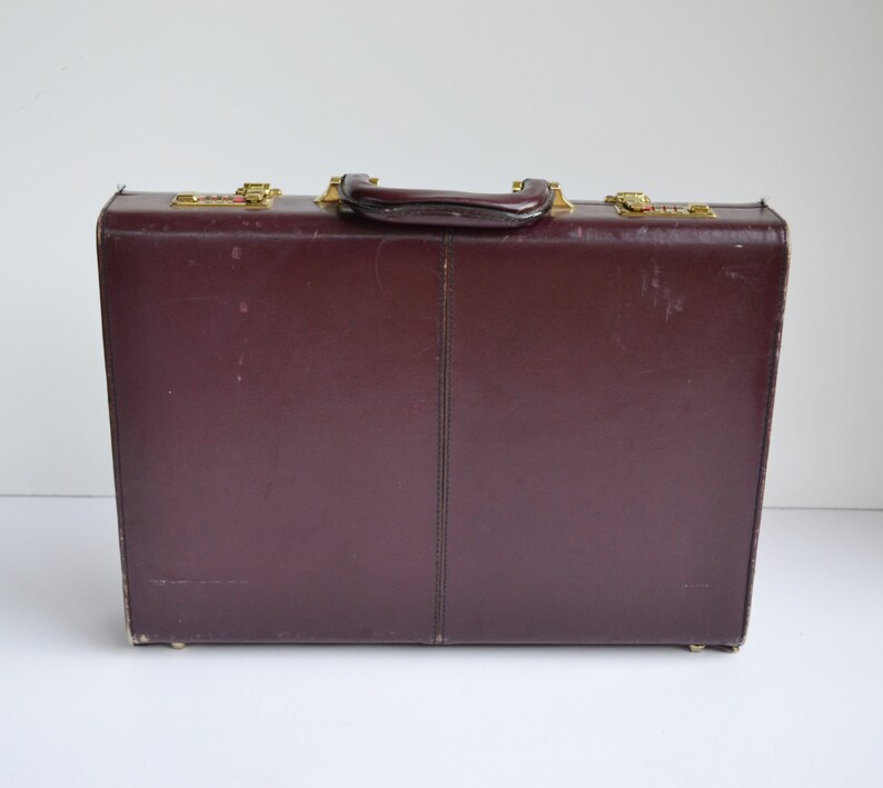 Vintage Fu Serng Leather Briefcase Executive Dark Burgundy Etsy