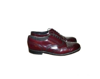 Vintage Wingtip Shoes Leather Shoes  Burgundy Wingtip Shoes Laceup Shoes Brogue Oxford Shoes Dexter Wingtips