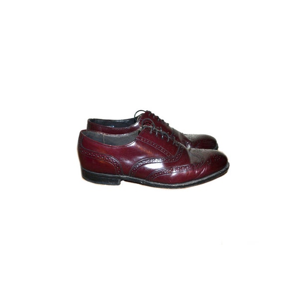 Vintage Wingtip Shoes Leather Shoes  Burgundy Wing