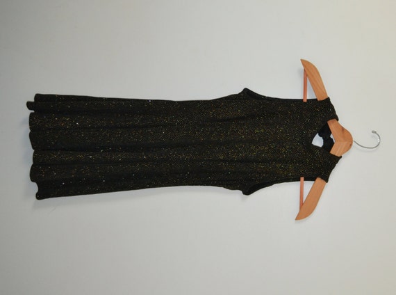 Vintage 80s Black Mini Dress Black with Gold Spar… - image 2