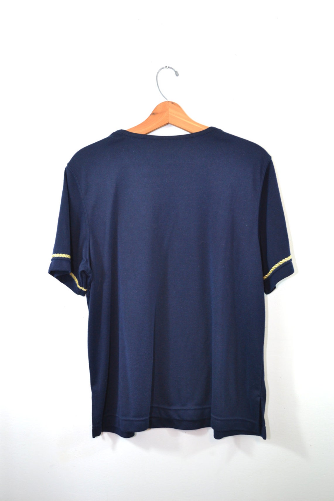Vintage Navy Blue Shirt Nautical Shirt Blue Shirt with Gold | Etsy