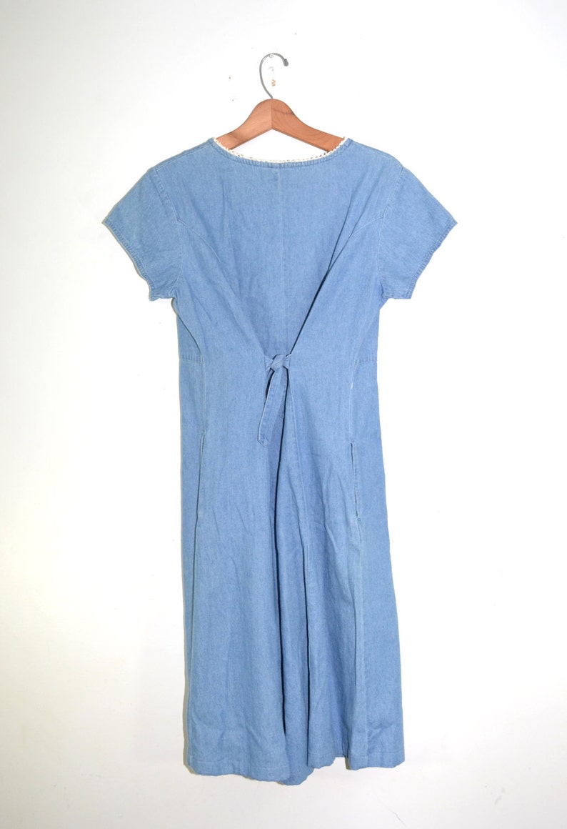 Vintage Denim Dress Jean Dress Festival Dress Hippie Dress 80s Denim Dress Boho Dress Size 12 Petite image 3