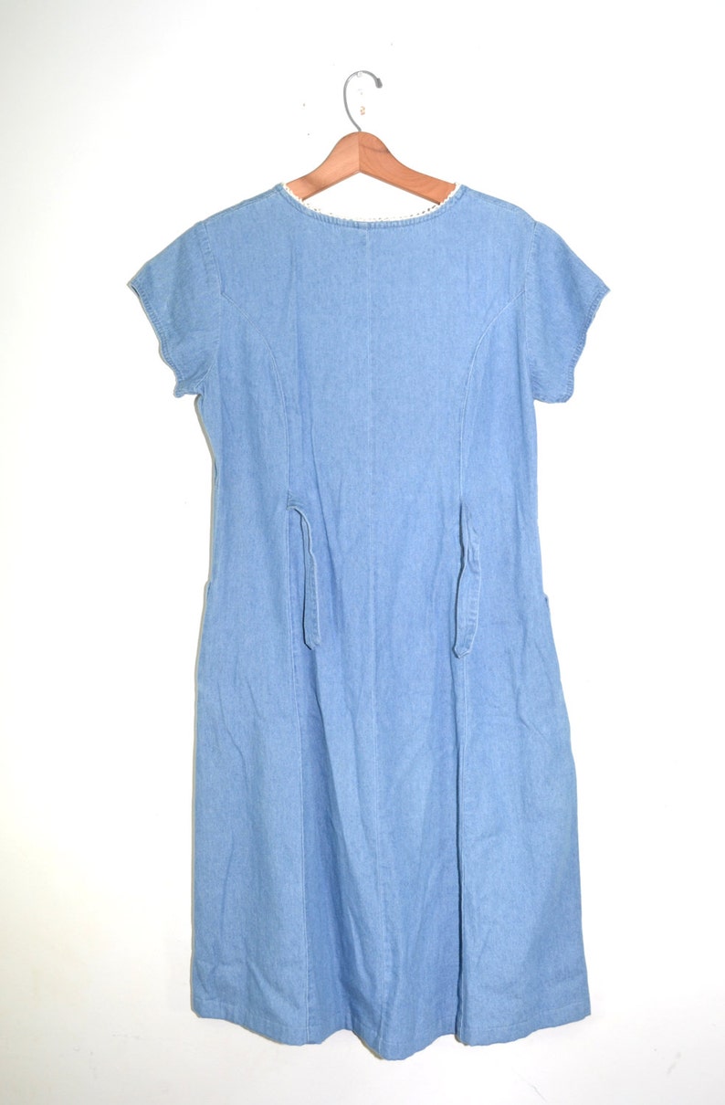 Vintage Denim Dress Jean Dress Festival Dress Hippie Dress 80s Denim Dress Boho Dress Size 12 Petite image 4