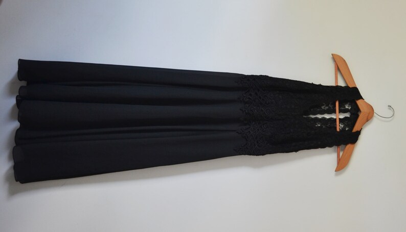 Vintage Black Cocktail Dress Evening Gown Prom Dress Long Black Dress Size Small image 3