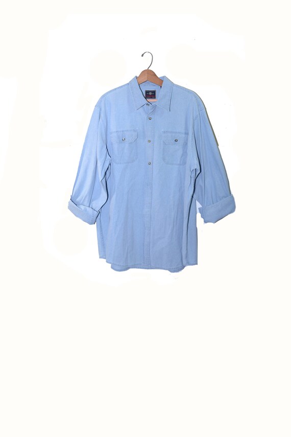 Vintage Denim Shirt Men's Denim Shirt Button Down