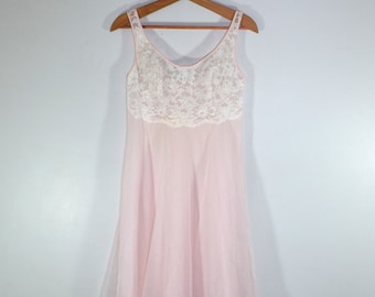 Pink Nightgown Baby Doll Nightgown Short Pleated Nightgown 1950s Lingerie Valentines Day Gift Wedding Honeymoon