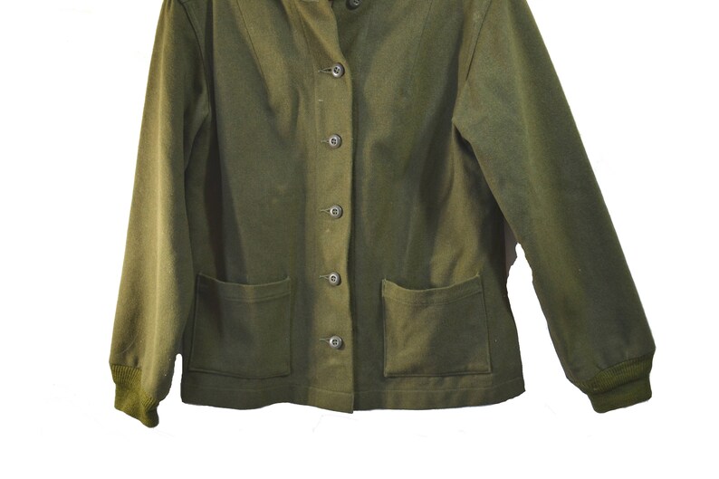 Vintage Army Jacket Green Army Jacket Liner Wool Army Liner Vietnam Era Army Shirt Wool Liner Woman's Army Jacket Liner image 4