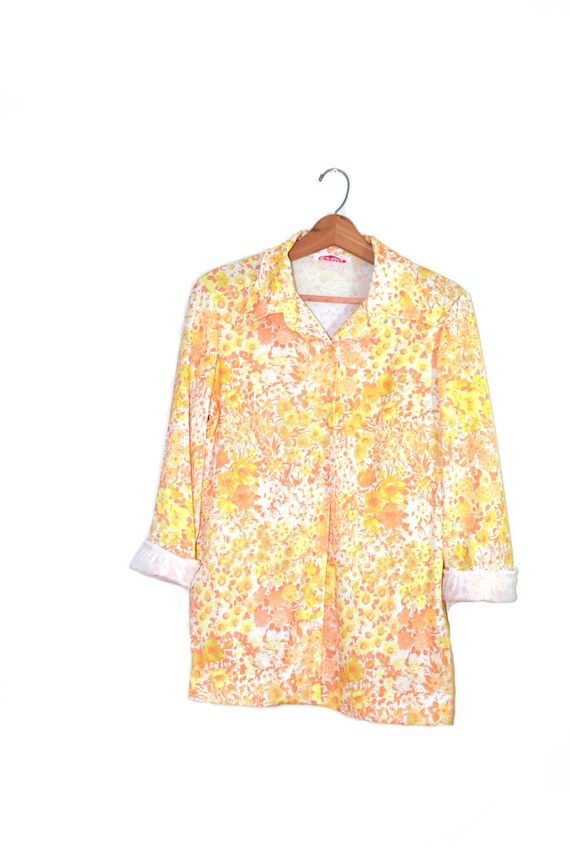 Vintage Yellow Daisy Shirt Floral Print Shirt Hip… - image 3