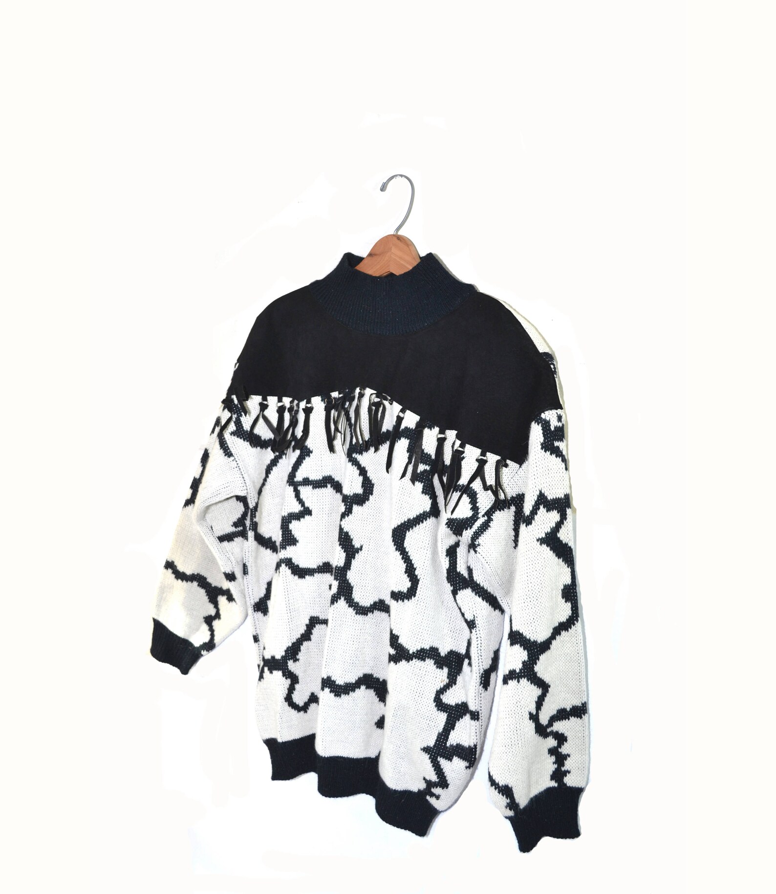 Vintage Southwestern Cow Print Sweater Black and White Sweater - Etsy