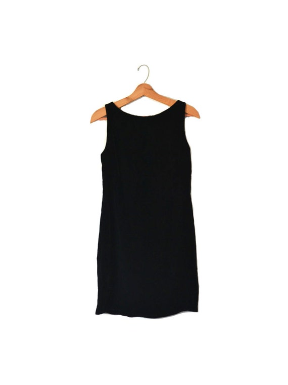 Minimal Vintage Black Velvet Dress Crushed Velour… - image 3