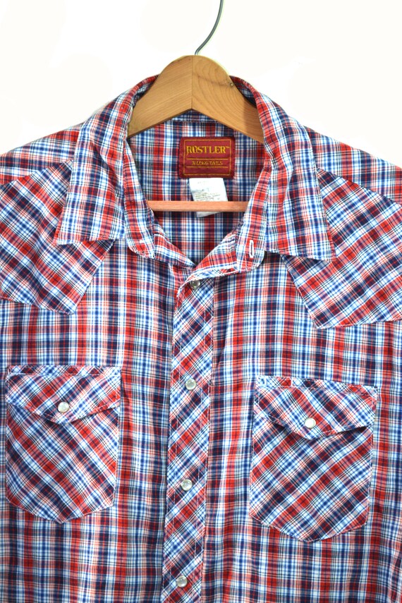 Vintage Pearl Snap Shirt Plaid Shirt Western Pear… - image 3