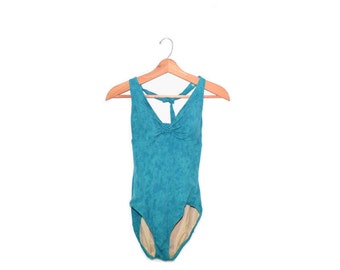 Swimsuit Bathing Suit One Piece Swimsuit 90s Swimsuit Swimming Costume Turquoise Bathing Suit