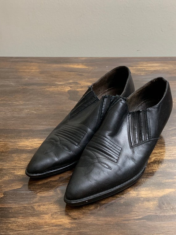 Vintage Black Leather Ankle Boots Southwestern Boo