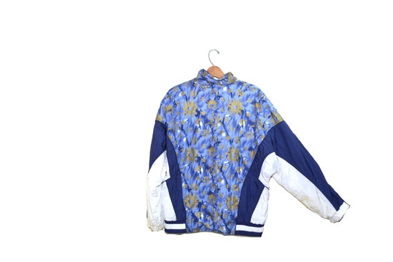 Vintage Blue Celestial Bomber Jacket Sun and Moon… - image 4