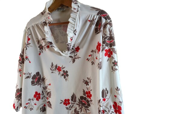 Vintage Floral Print Blouse With Ruffled Collar F… - image 2