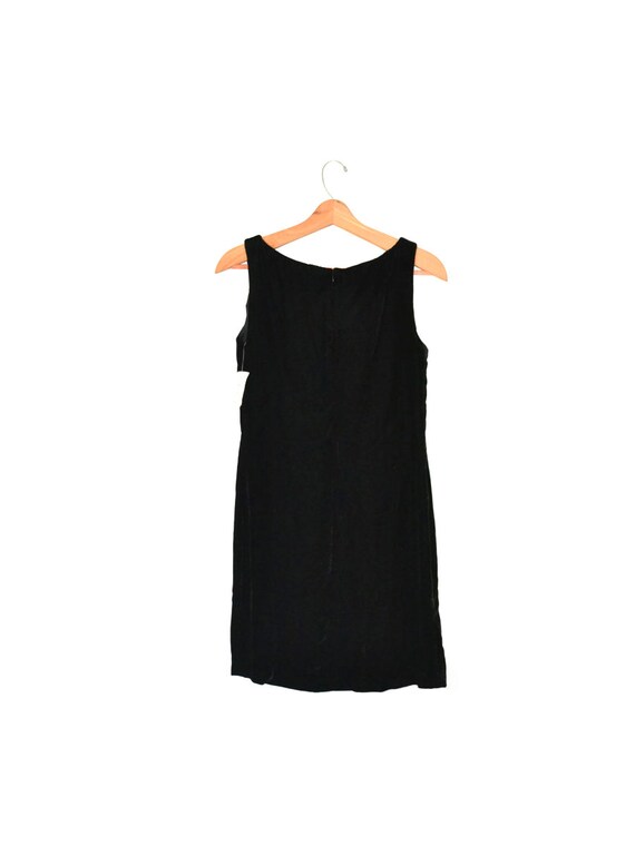 Minimal Vintage Black Velvet Dress Crushed Velour… - image 4