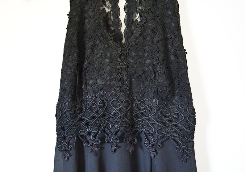 Vintage Black Cocktail Dress Evening Gown Prom Dress Long Black Dress Size Small image 1