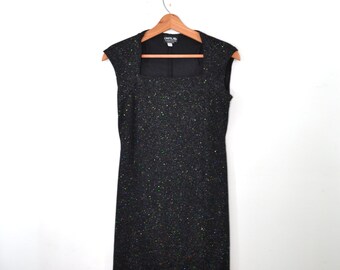 Vintage Dress Black Dress Short Dress Black Sparkle Dress Evening Wear Black Tank Dress 80s Dress Bandage Dress Size 8