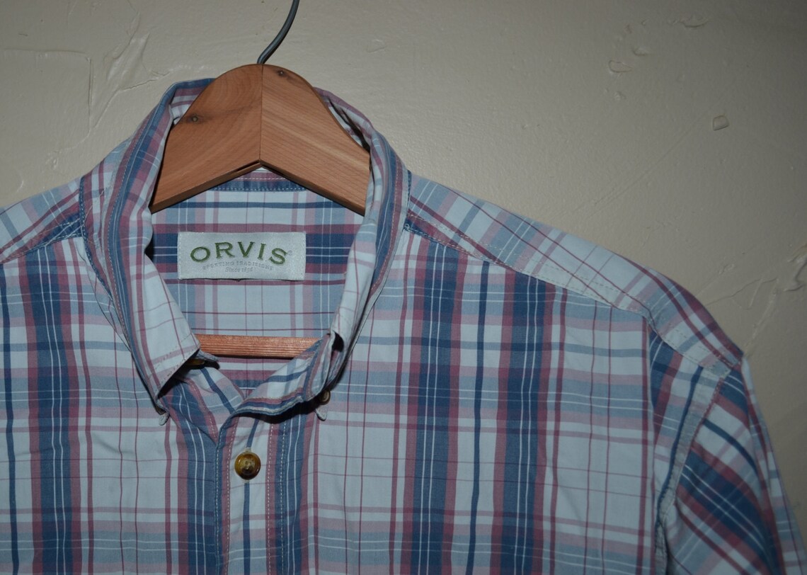 Vintage Plaid Shirt Pastel Dress Shirt 80's Preppy Shirt Etsy