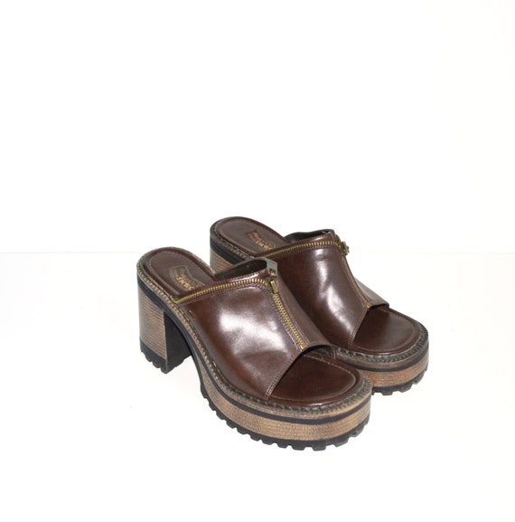 chunky platform sandals brown