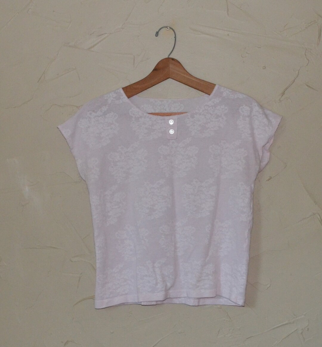Vintage Sheer Lace Pink Shirt 80's Crop Top Shirt Pink Etsy