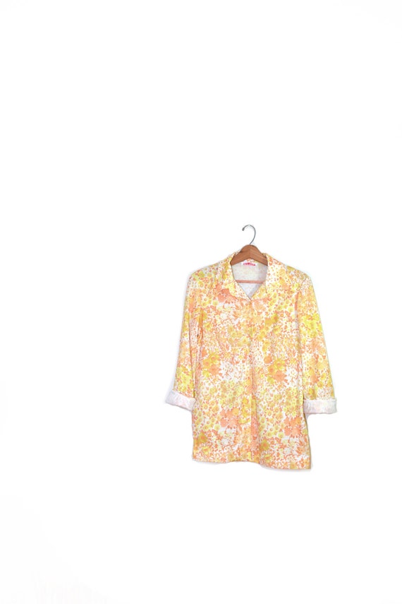 Vintage Yellow Daisy Shirt Floral Print Shirt Hip… - image 2