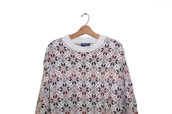 Vintage Ugly Brown Snowflake Christmas Sweater Ug… - image 3