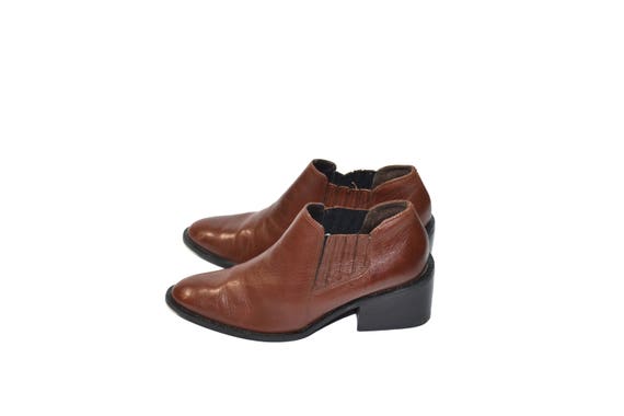 Vintage Brown Ankle Boots Leather Ankle Boots Brow