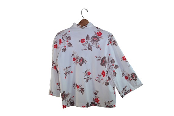 Vintage Floral Print Blouse With Ruffled Collar F… - image 6