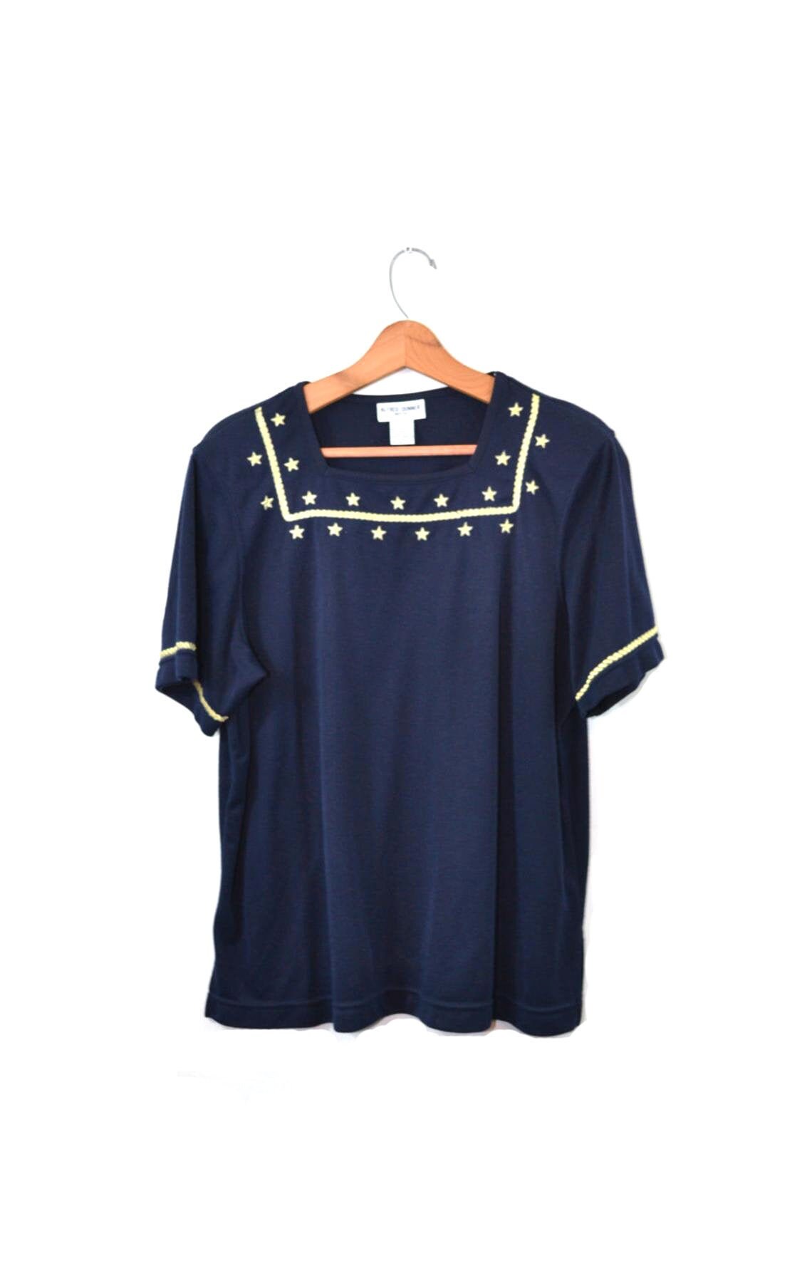Vintage Navy Blue Shirt Nautical Shirt 