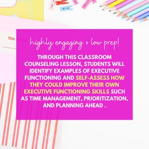 Executive Functioning Activities for Middle School, Time Management Lesson With Skill Cards for School Counselors image 3