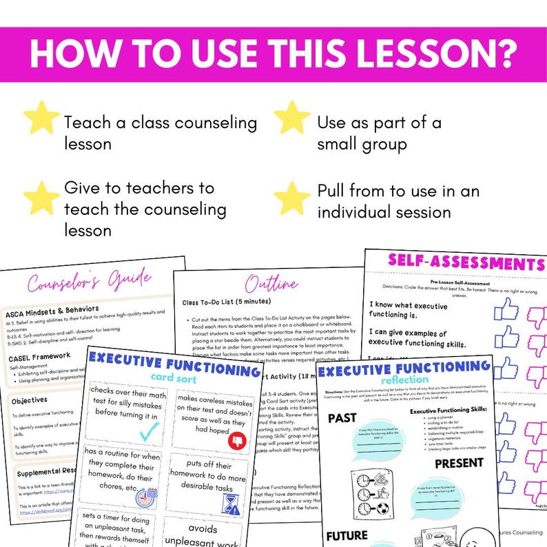 Executive Functioning Activities for Middle School, Time Management Lesson With Skill Cards for School Counselors image 12