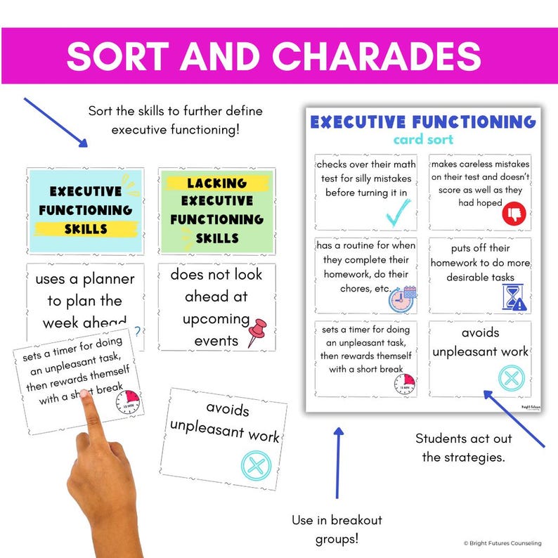 Executive Functioning Activities for Middle School, Time Management Lesson With Skill Cards for School Counselors image 10