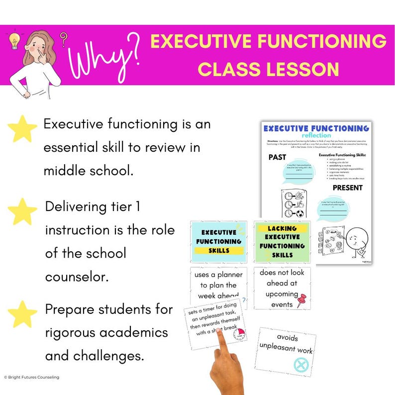 Executive Functioning Activities for Middle School, Time Management Lesson With Skill Cards for School Counselors image 4