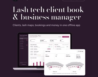 Lash Tech Client Record Book Web App with Lash Map, Appointment and Income Tracker