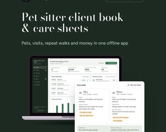 App web per la gestione dei clienti di servizi di pet sitter e dog walker, schede di assistenza e strumento di monitoraggio dei guadagni.