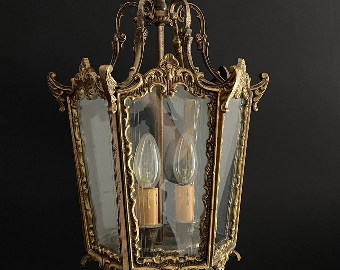 Antique Bronze Lantern Pendant Lamp Bronze Italian Hall Etsy