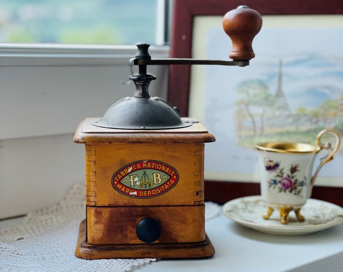 Antique Italian Coffee Grinder Wood Coffee Grinder Coffee Etsy