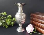 Vintage Italian Pewter Vase with Coat of Arms of Medici family, Victorian Style Ornate Pewter Vase , Amphora Shaped Vase Bohemian decor