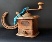 Decorative Antique Coffee Grinder, Rare Italian Coffee Grinder, Wood Coffee Mill Coffee Shop Decor, Farmhouse Decor Primitive Antiques