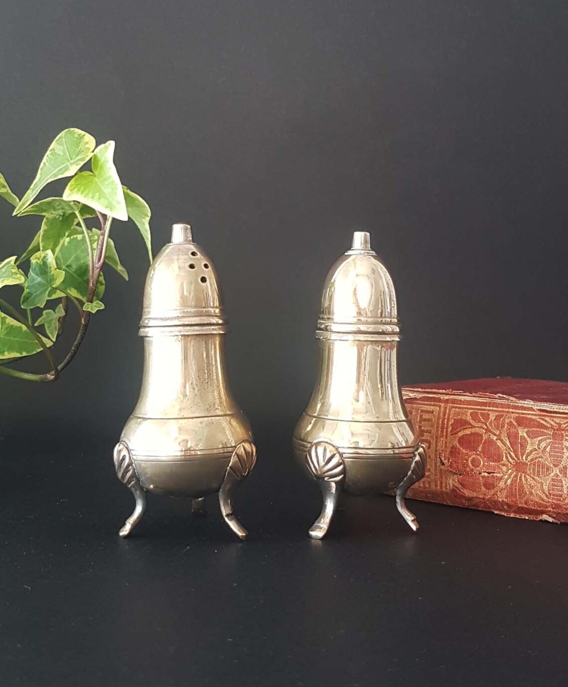 Vintage Brass Salt and Pepper Shakers Set Victorian style Etsy
