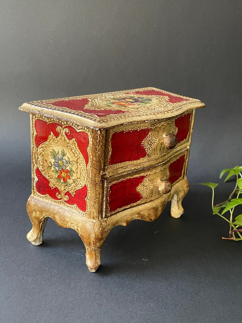 Antique Florentine Wood Jewelry Armoire Box Large Italian Etsy