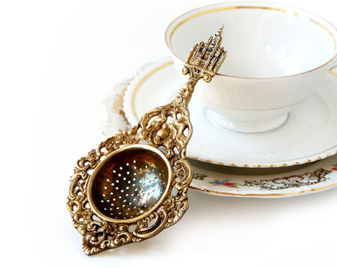 Antique Ornate Brass Tea Strainer Victorian Antique Tea Etsy