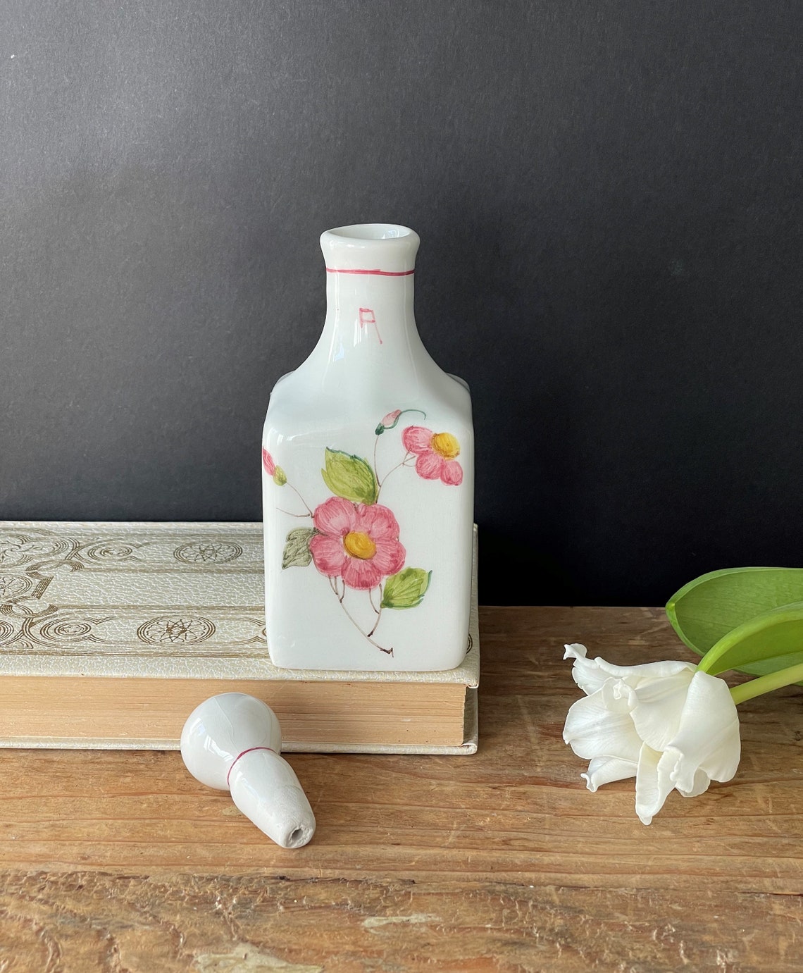 Vintage Italian Cruet Set Oil and Vinegar Cruet With Floral Etsy