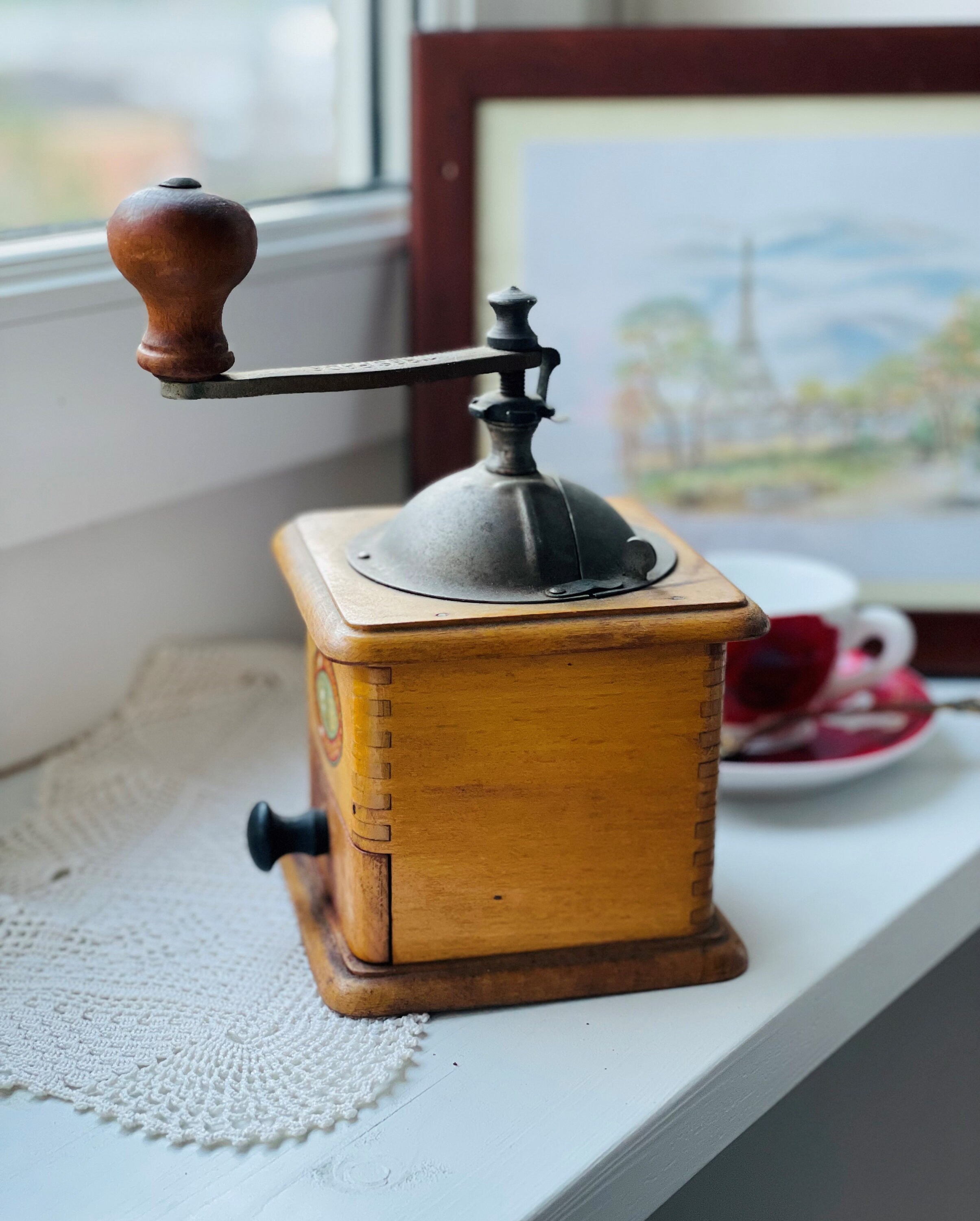 Antique Italian Coffee Grinder Wood Coffee Grinder Coffee Etsy
