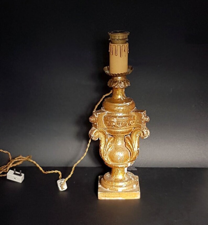Antique Italian Altar Wood Candelabra Lamp Rare Balluster Hand Etsy